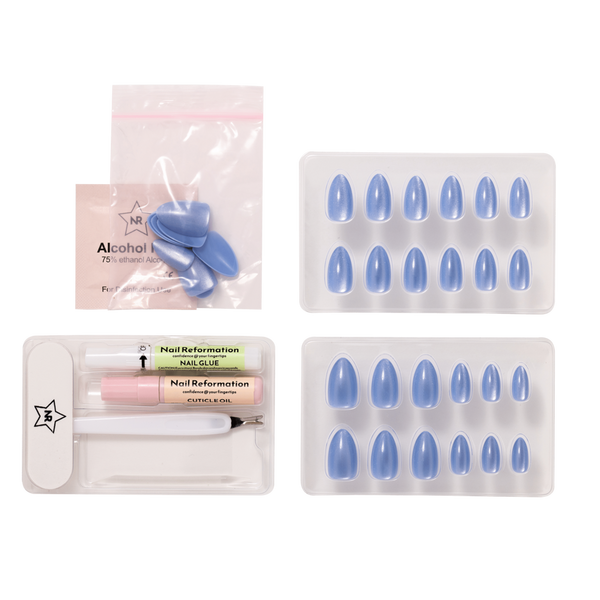 Nail Reformation Clear Blue Press On Nails #5