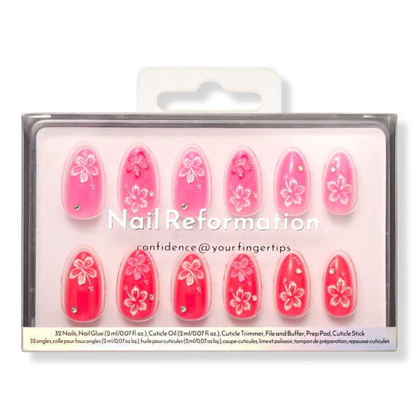 Nail Reformation Pink Hibiscus Press On Nails #1