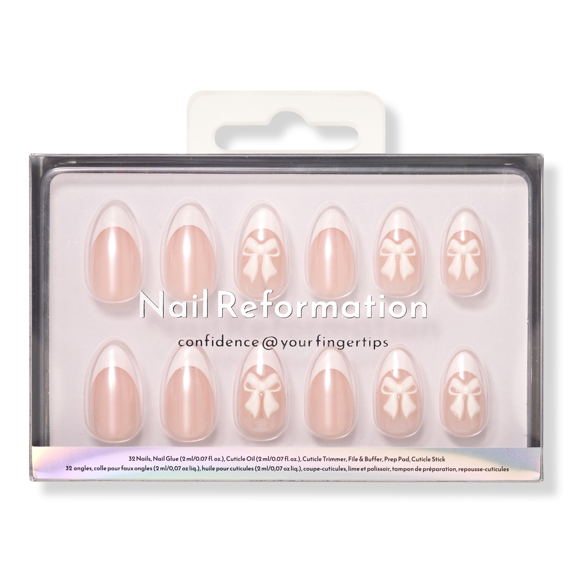 Nail Reformation White Bow Press On Nails #1