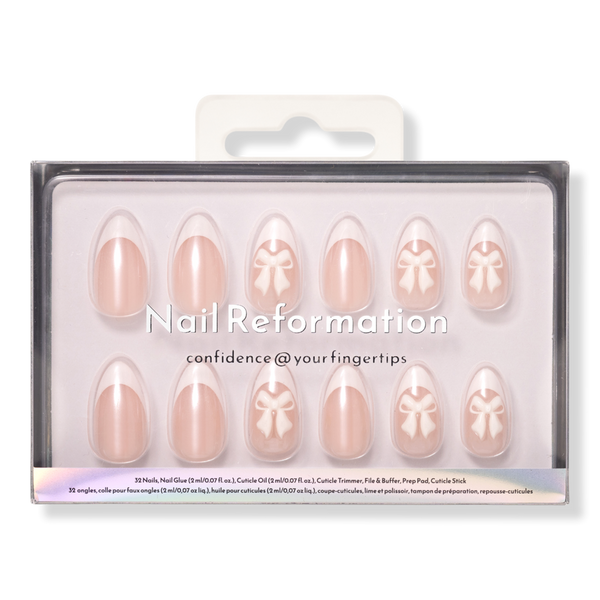 Nail Reformation White Bow Press On Nails #1