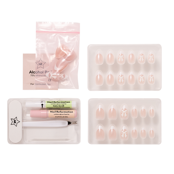 Nail Reformation White Bow Press On Nails #5