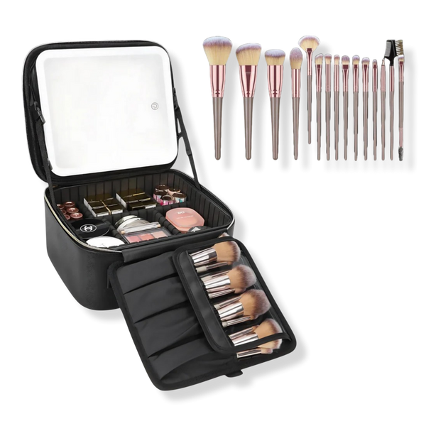 CosmoGlo Makeup Case with Brush Set #1