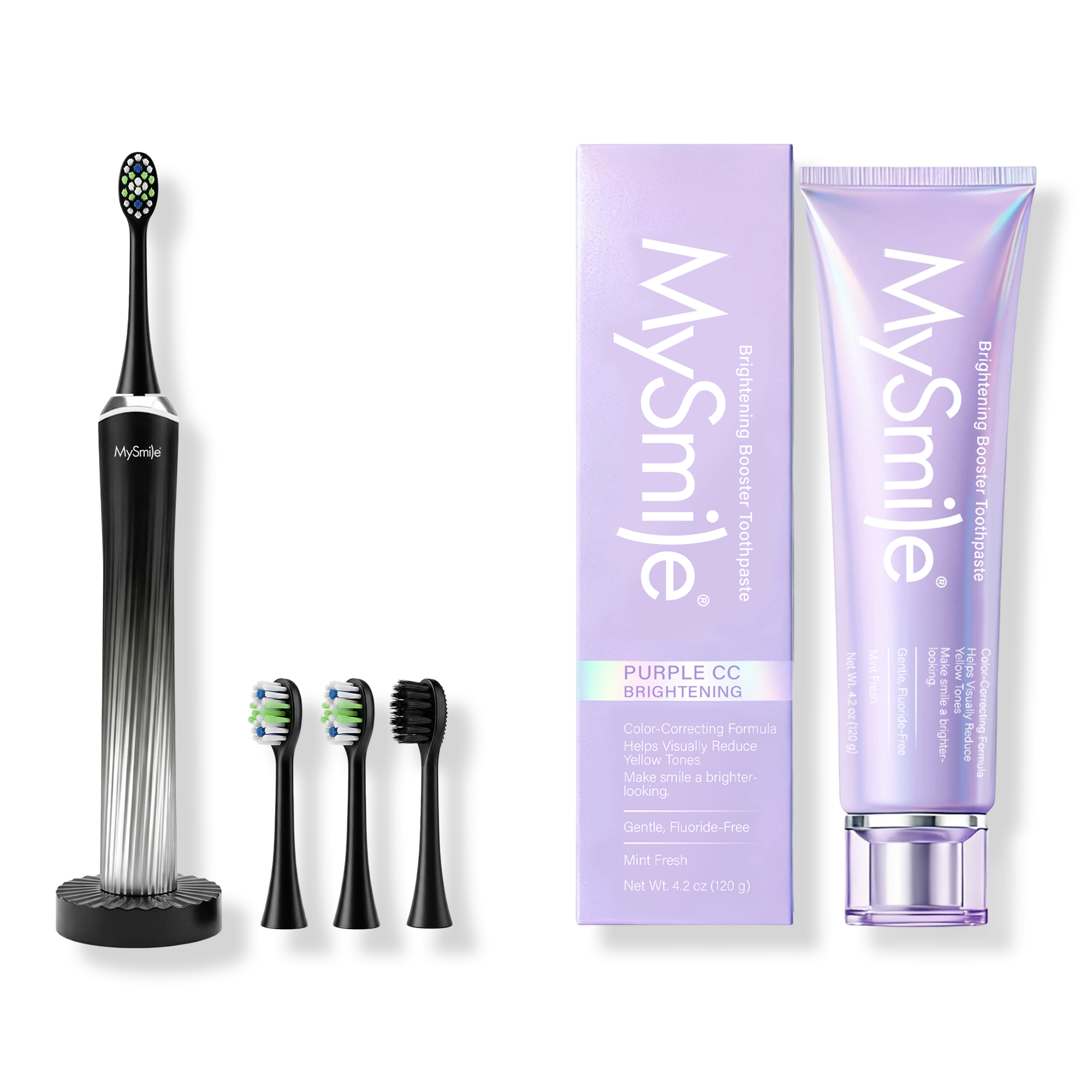MySmile Button-Free Rechargeable Sonic Toothbrush & Purple Color Correcting Toothpaste Bundle #1