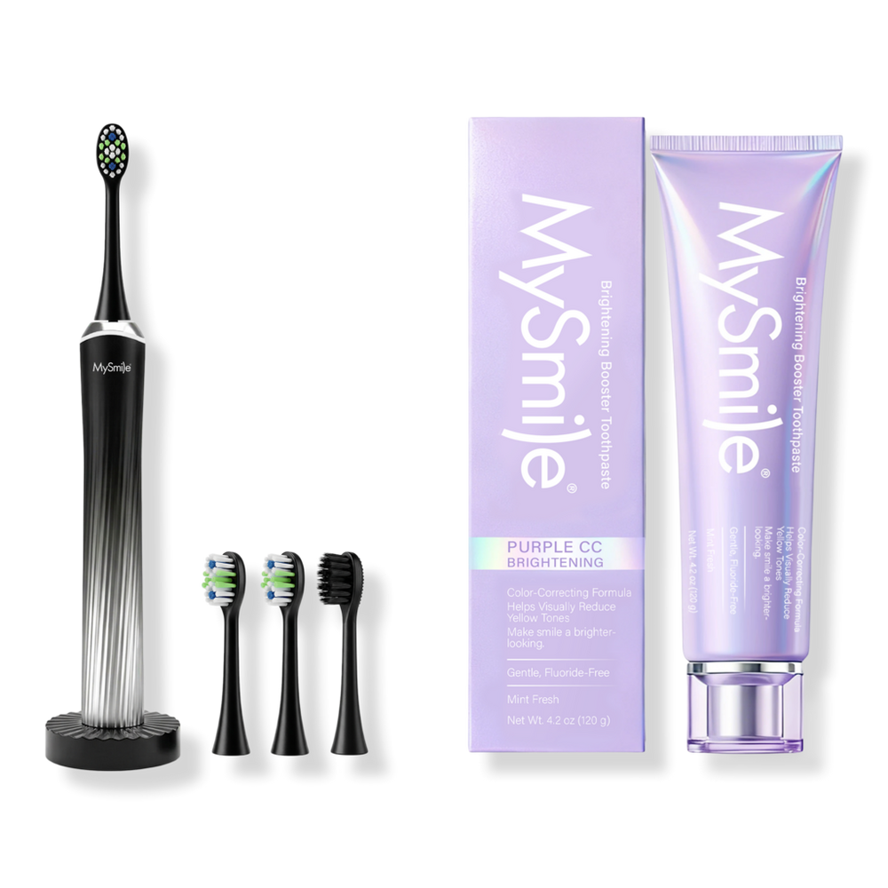 MySmile Button-Free Rechargeable Sonic Toothbrush & Purple Color Correcting Toothpaste Bundle