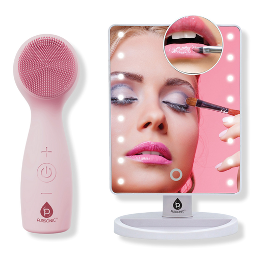 PURSONIC - LED Vanity Mirror & 3-in-1 Facial Cleansing Device