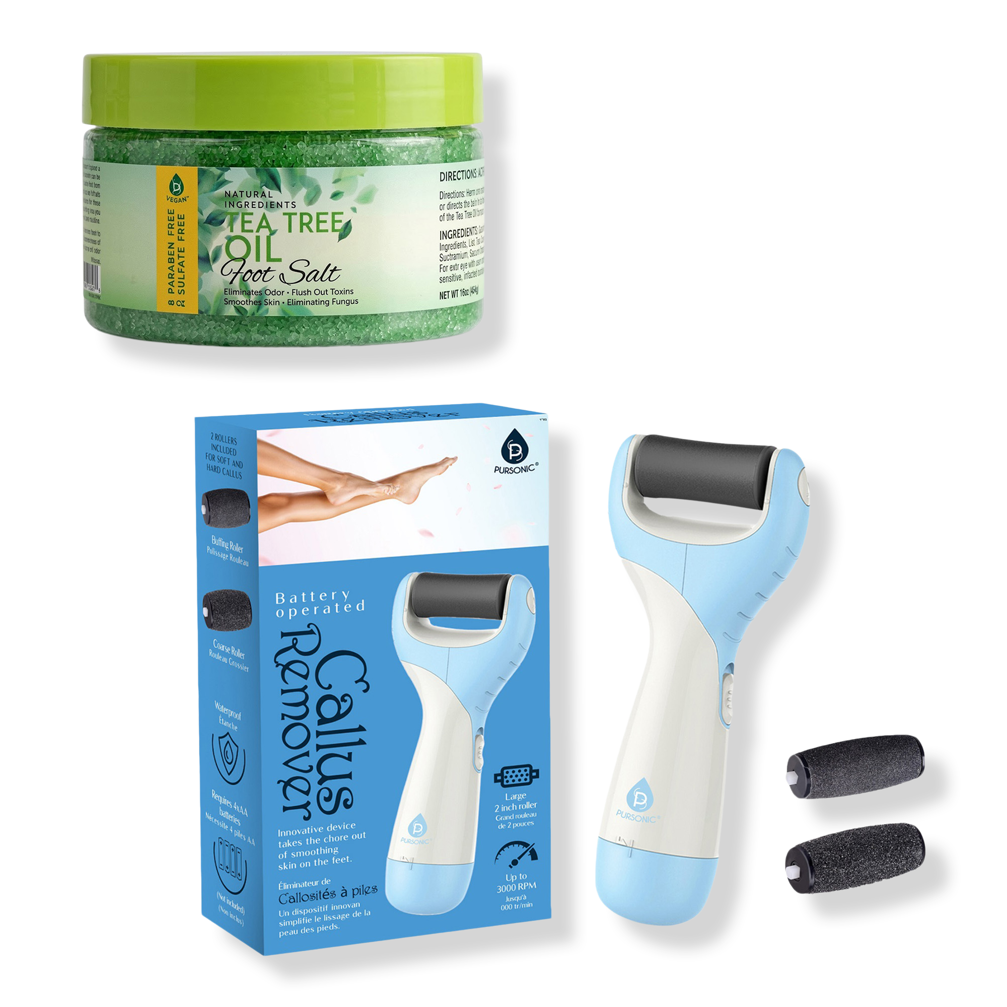 PURSONIC Tee Tree Oil Foot Salt & Pedicure Perfect File #1