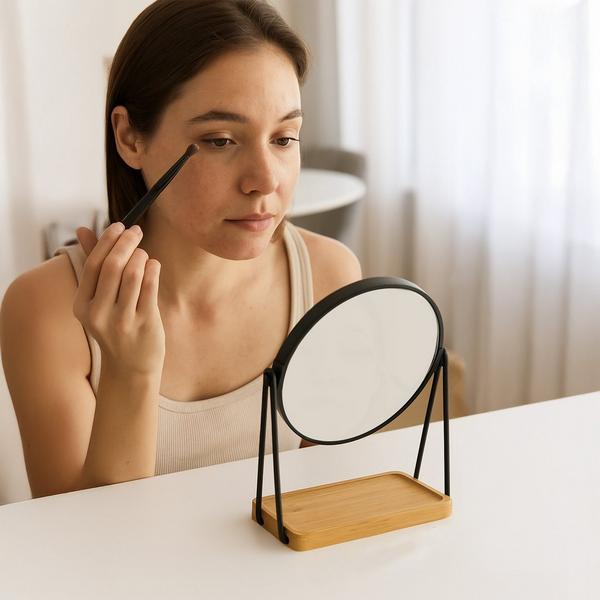 PURSONIC Dual Side Mirror With Bamboo Tray #2