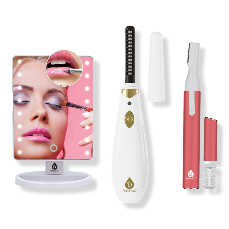 PURSONIC - Facial Trimmer & Eyebrow Kit, Heated Eyelash Curler