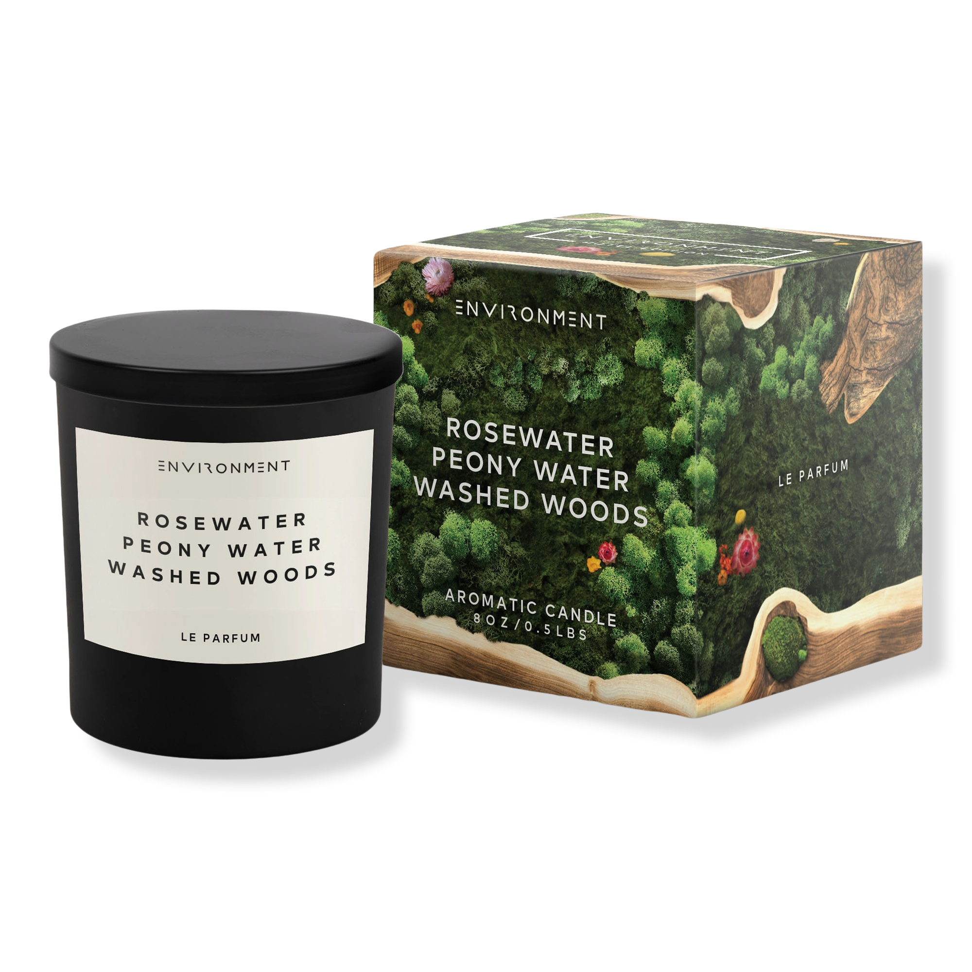 ENVIRONMENT Rosewater Peony Water Washed Woods Aromatic Candle #1