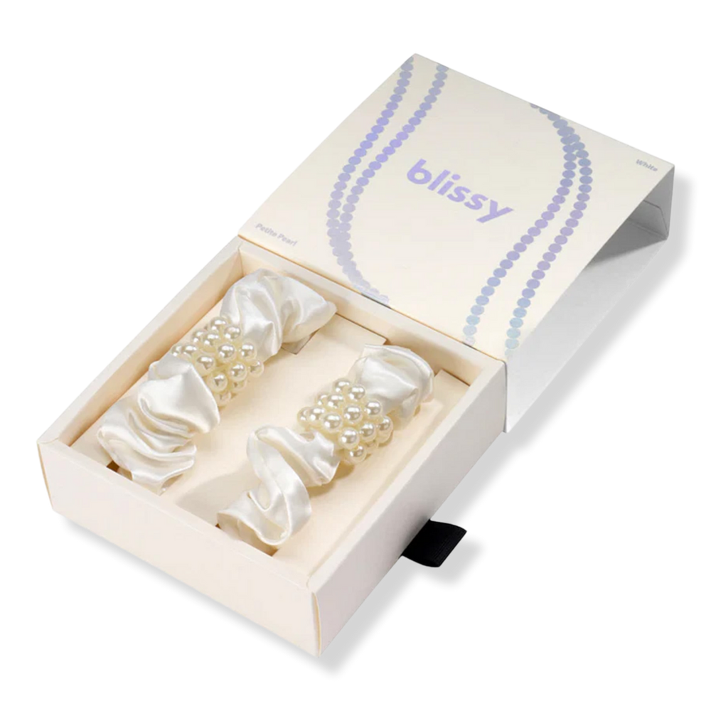 Blissy Petite Pearl Scrunchies - White