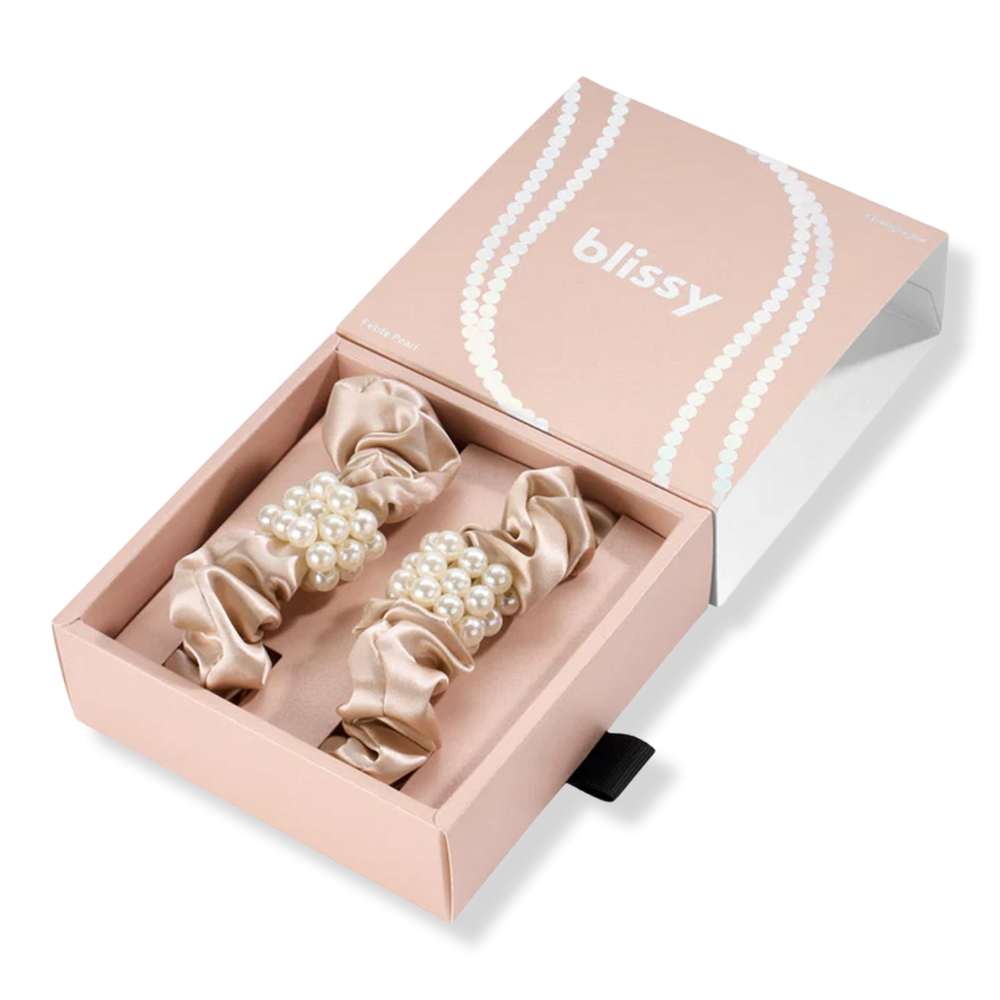 Blissy Petite Pearl Scrunchies - Champagne