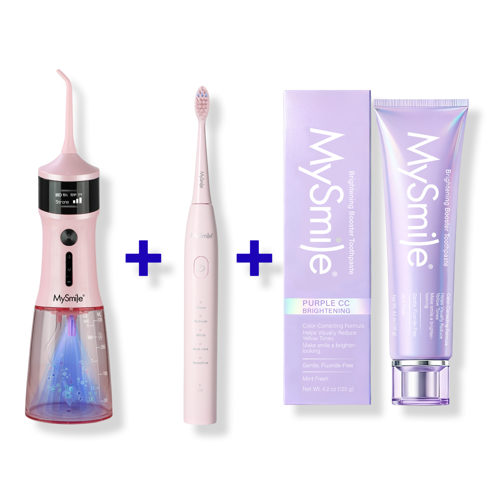 MySmile LP221 UVC Water Flosser, Electric Toothbrush, & Purple Whitening n-HA Toothpaste Bundle #1
