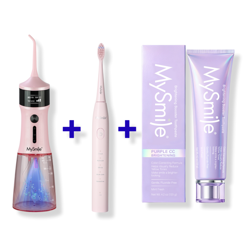 MySmile LP221 UVC Water Flosser, Electric Toothbrush, & Purple Whitening n-HA Toothpaste Bundle