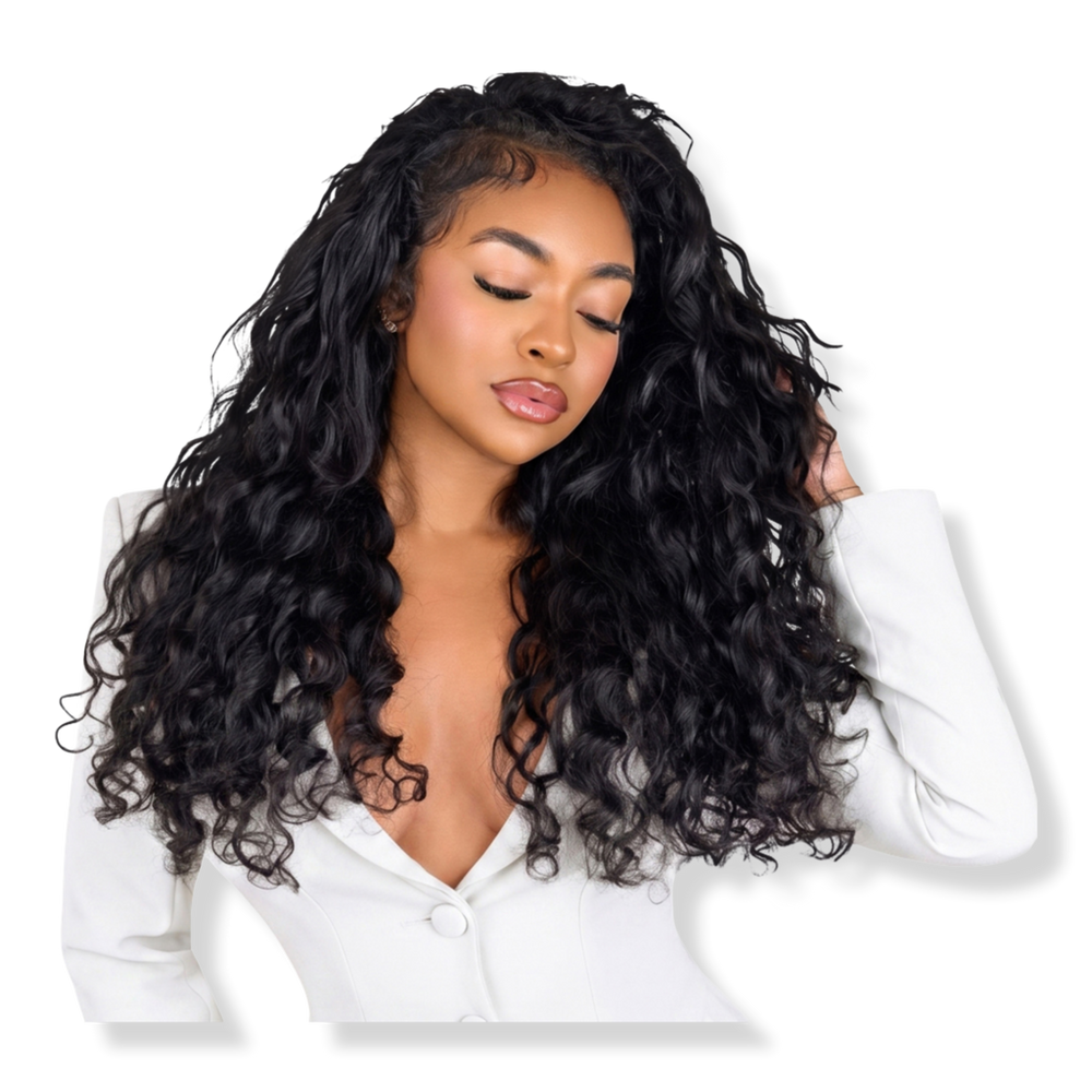 True + Pure Texture Island Wave Loose Wave Curly Human Hair Wefts Extensions - 12"
