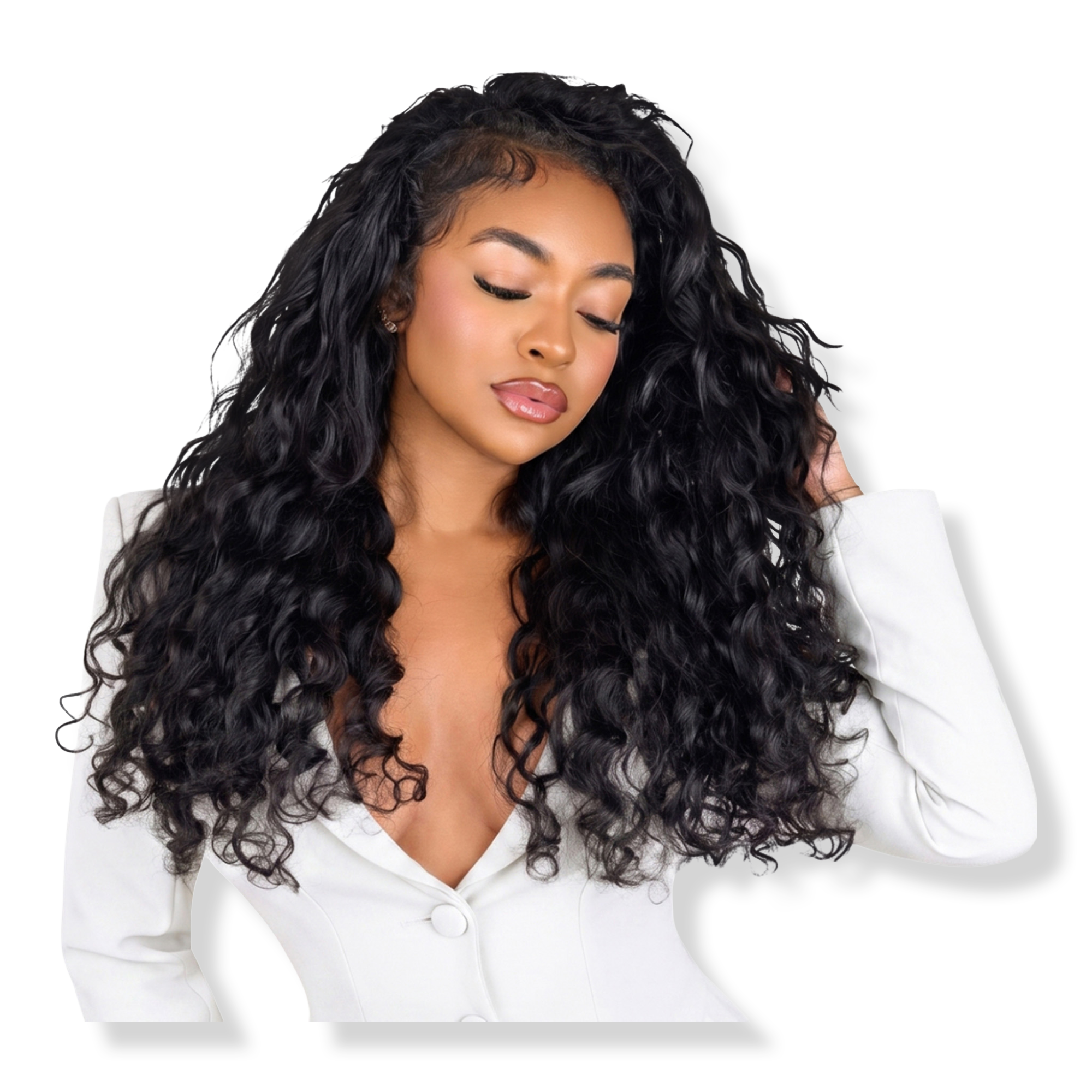 True + Pure Texture Island Wave Loose Wave Curly Human Hair Clip Ins Extensions #1