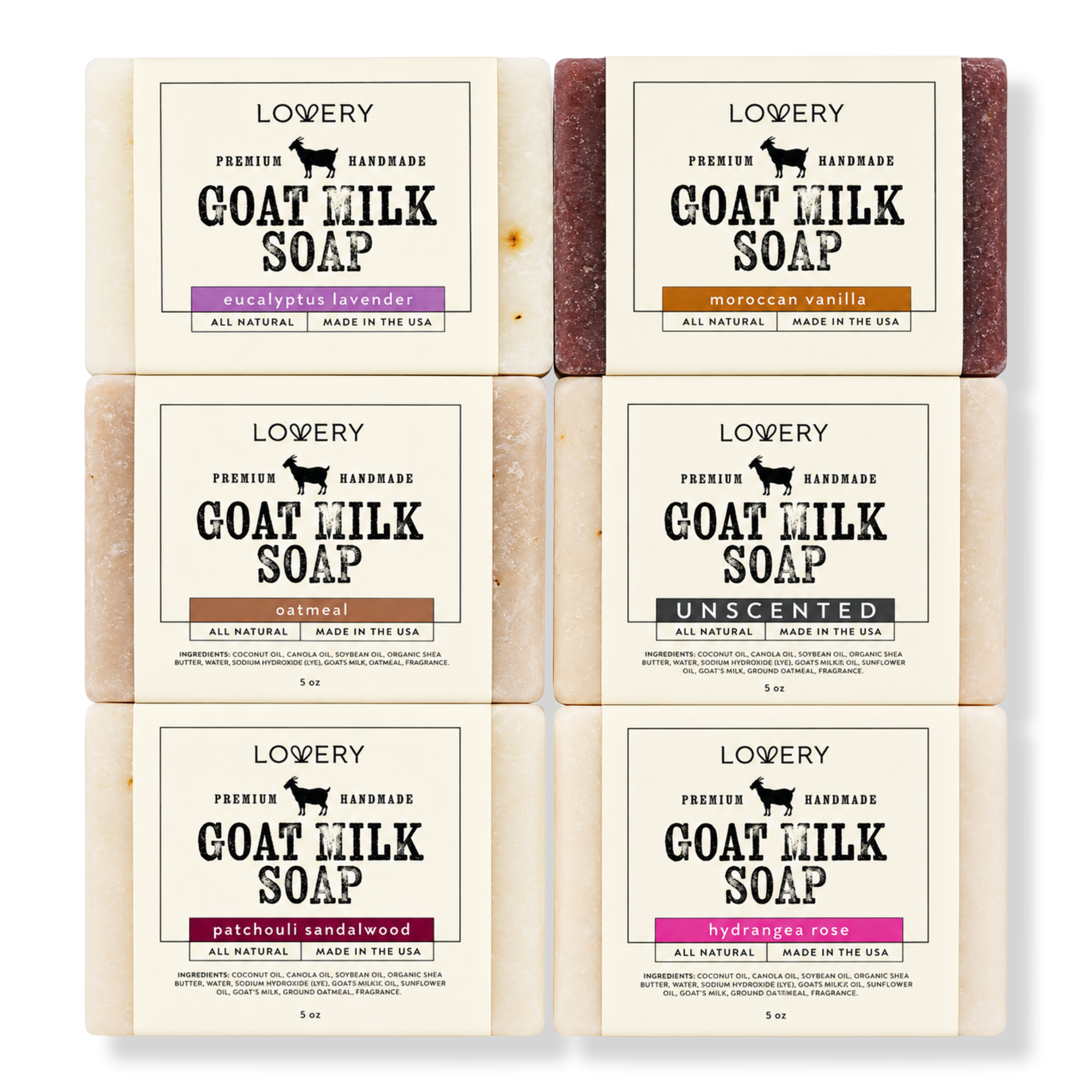 Lovery Handmade Goat Milk Soap Bars with Organic Shea Butter #1