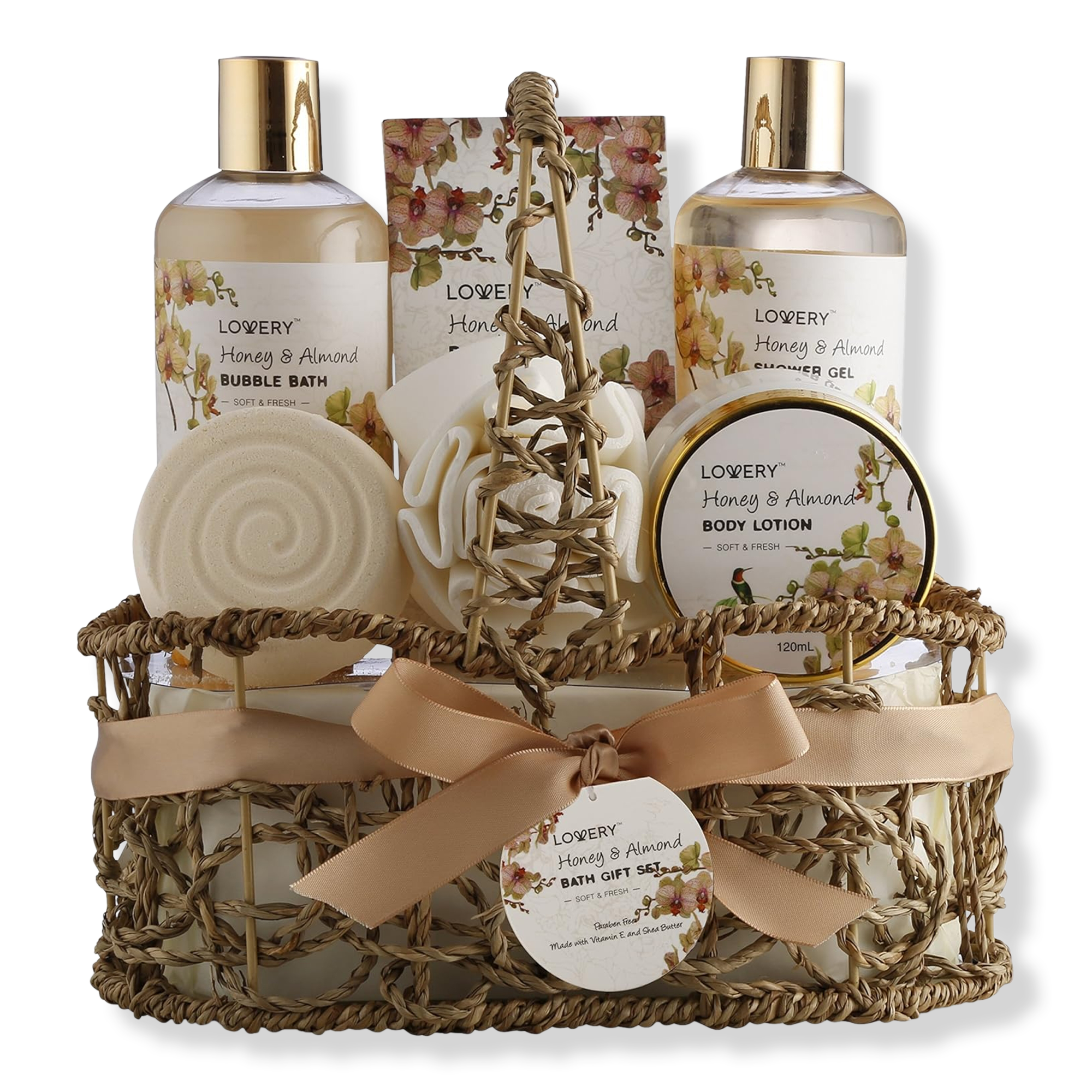 Lovery Honey & Almond Home Spa Gift Basket Luxury Set #1