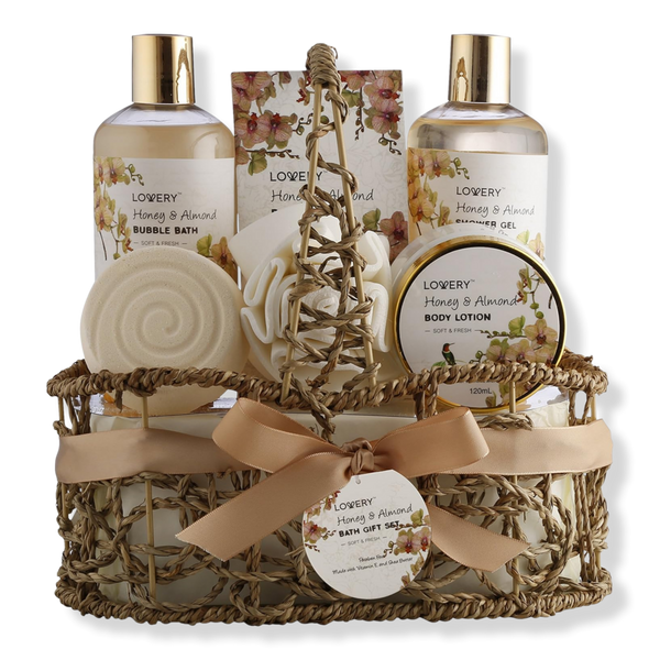 Lovery Honey & Almond Home Spa Gift Basket Luxury Set #1