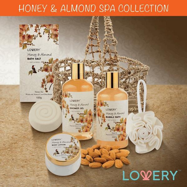Lovery Honey & Almond Home Spa Gift Basket Luxury Set #3