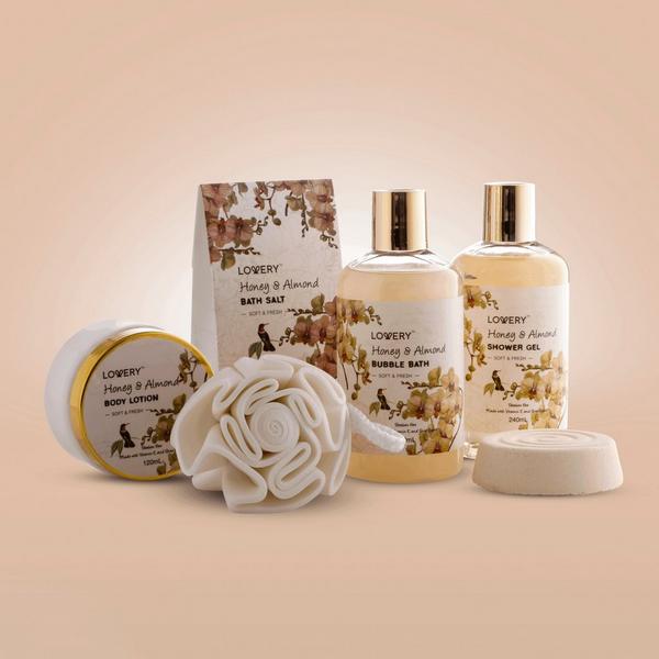 Lovery Honey & Almond Home Spa Gift Basket Luxury Set #5