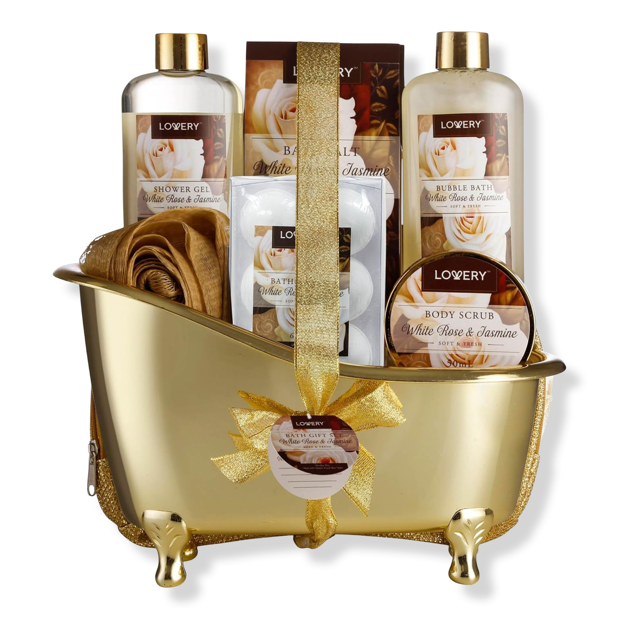 Lovery White Rose & Jasmine Home Spa Gift Basket #1