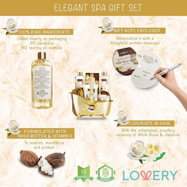 Lovery White Rose & Jasmine Home Spa Gift Basket #4