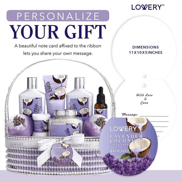 Lovery Lavender Coconut Home Spa Gift Set - Handmade Pearl Basket #3