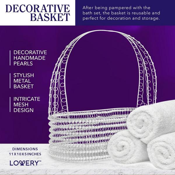 Lovery Lavender Coconut Home Spa Gift Set - Handmade Pearl Basket #4
