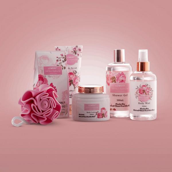 Lovery Wild Rose & Raspberry Leaf Home Spa Gift Basket #2