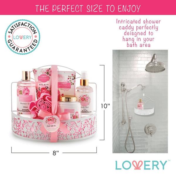 Lovery Wild Rose & Raspberry Leaf Home Spa Gift Basket #4