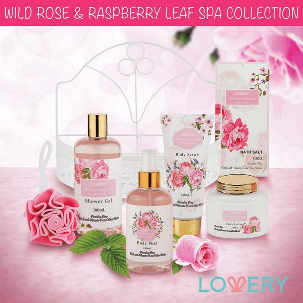 Lovery Wild Rose & Raspberry Leaf Home Spa Gift Basket #6