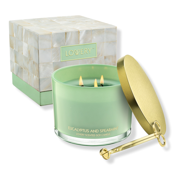 Lovery Eucalyptus & Spearmint Home Candle Gift Set with Wax Trimmer #1