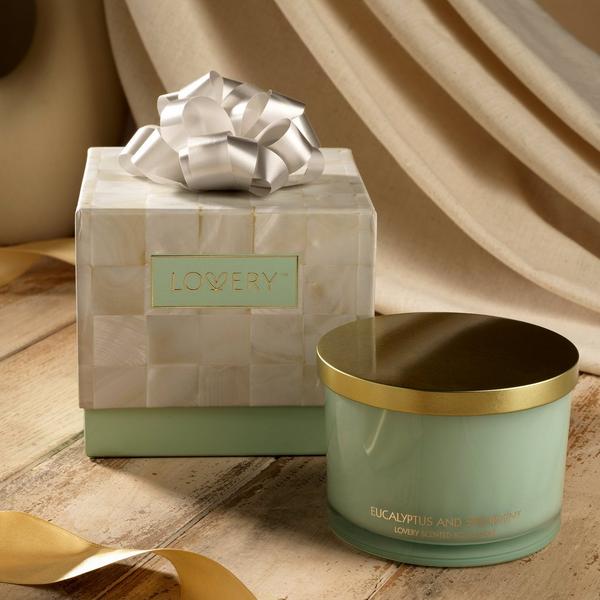 Lovery Eucalyptus & Spearmint Home Candle Gift Set with Wax Trimmer #3