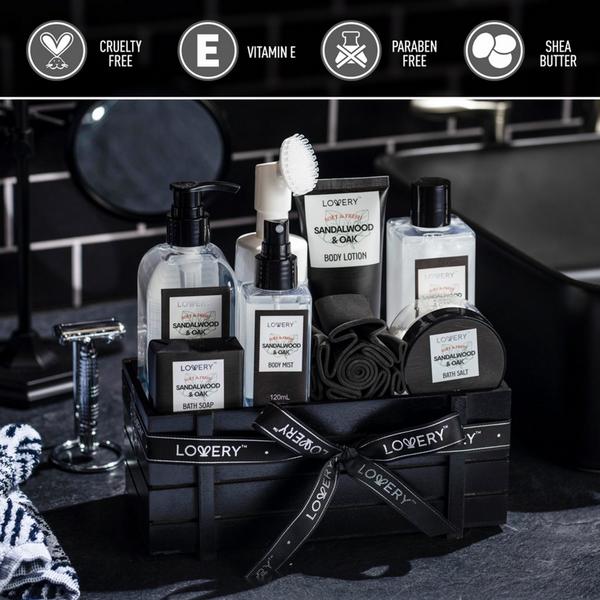 Lovery Luxury Spa Kit - Sandalwood & Oak Scented Bath Gift Set & Shower Basket #4