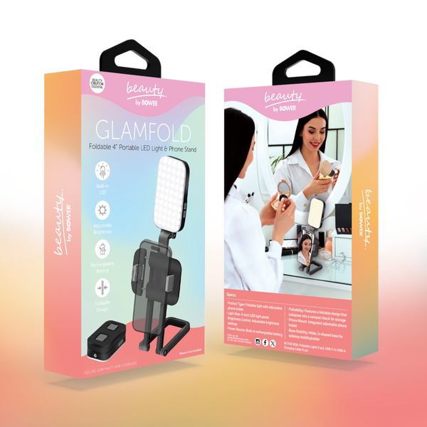 Beauty by Bower GLAMFOLD Foldable Makeup Selfie Light with Phone Holder #2