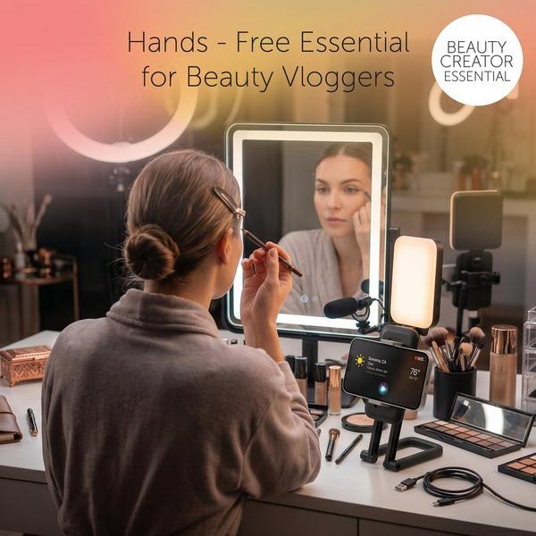 Beauty by Bower GLAMFOLD Foldable Makeup Selfie Light with Phone Holder #3