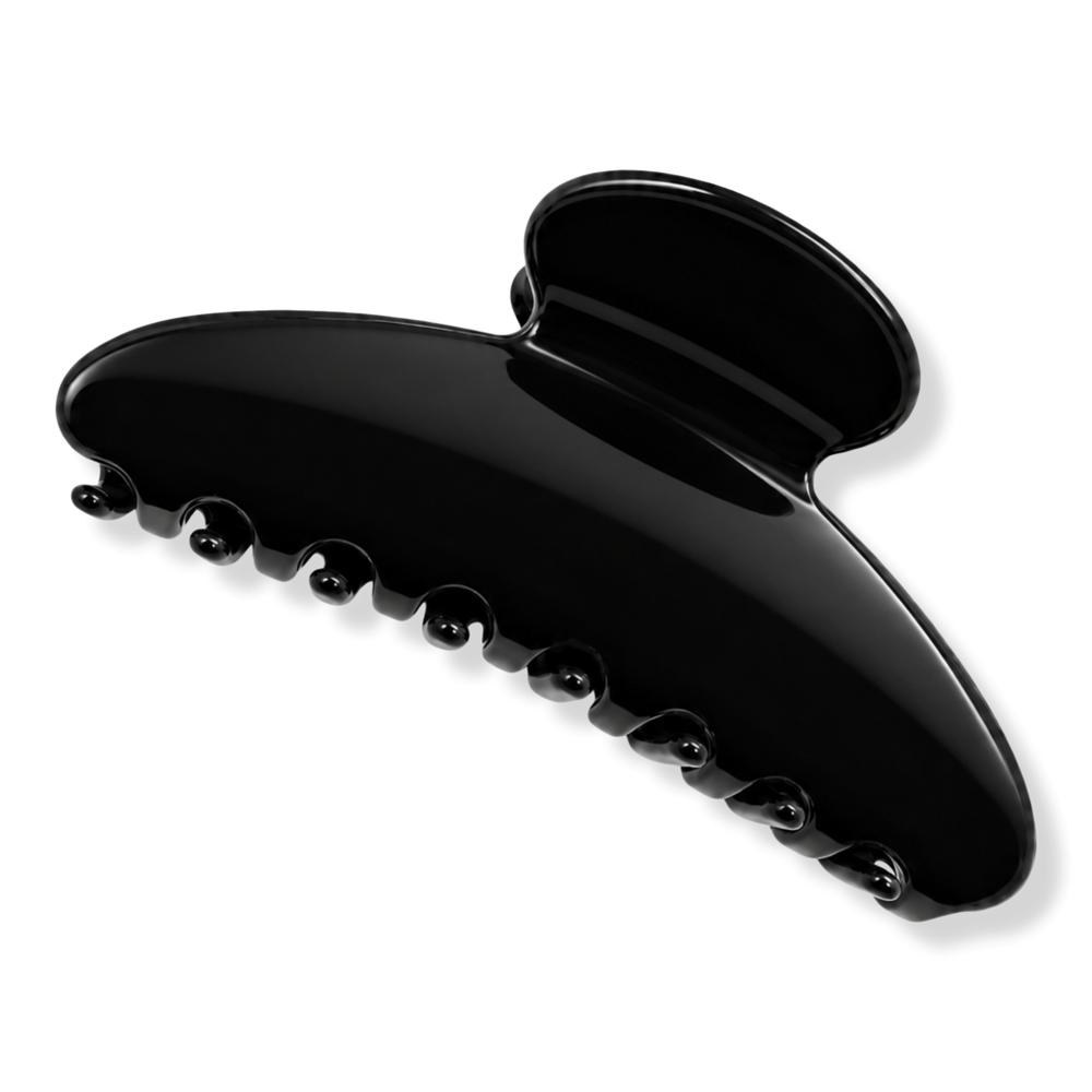 Pink Pewter Classic Curved Acetate Claw Hair Clip - Black Onyx