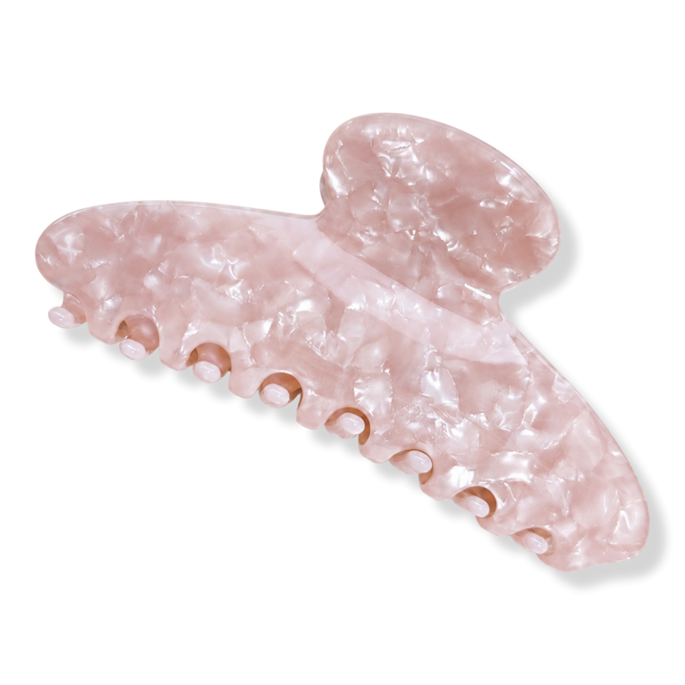 Pink Pewter Classic Curved Acetate Claw Hair Clip - Blush Stone