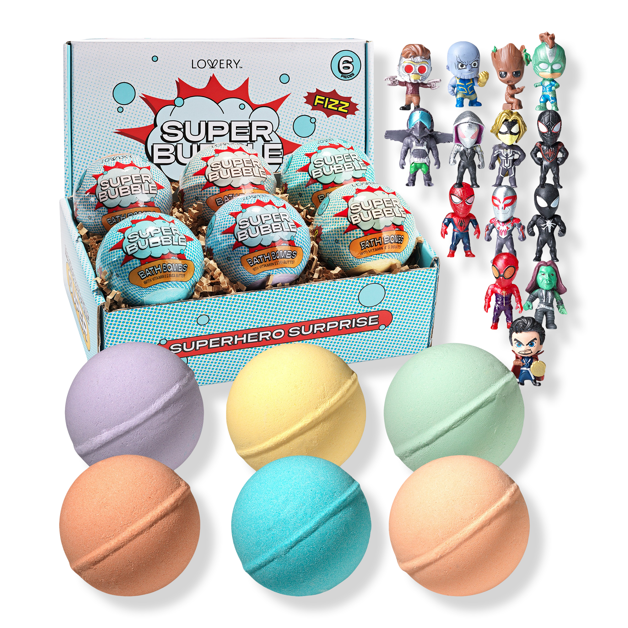 Lovery Superhero Bath Bombs Gift Set with Surprise Toy #1