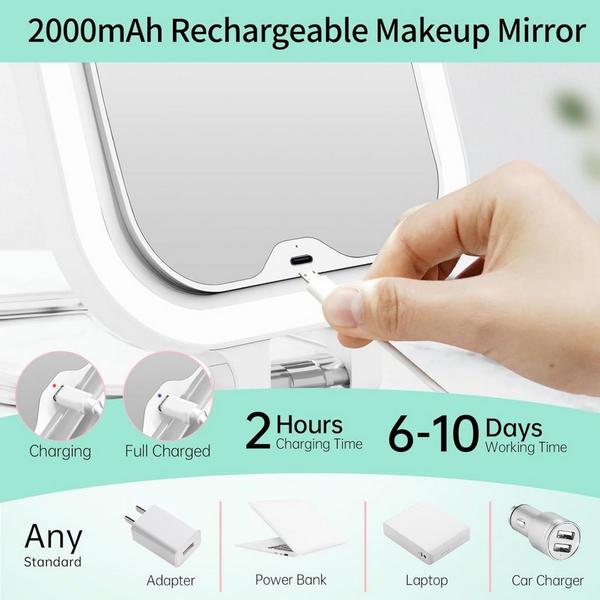 FASCINATE Rechargeable Travel Makeup Mirror with 3 Light Modes #5