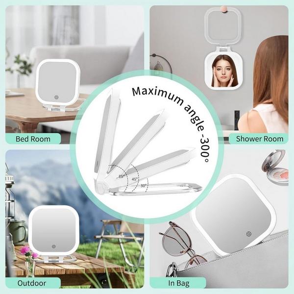 FASCINATE Rechargeable Travel Makeup Mirror with 3 Light Modes #7