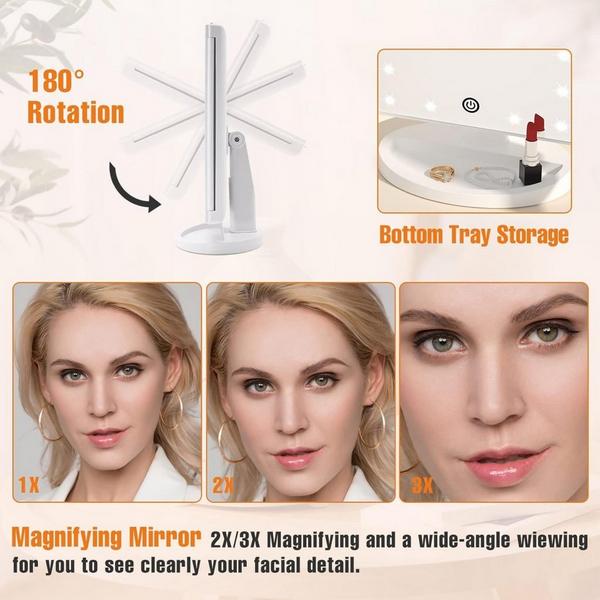 FASCINATE Trifold LED Makeup Mirror with Touch Dimmable Lighting & Multi-Magnification #3