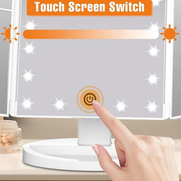 FASCINATE Trifold LED Makeup Mirror with Touch Dimmable Lighting & Multi-Magnification #4