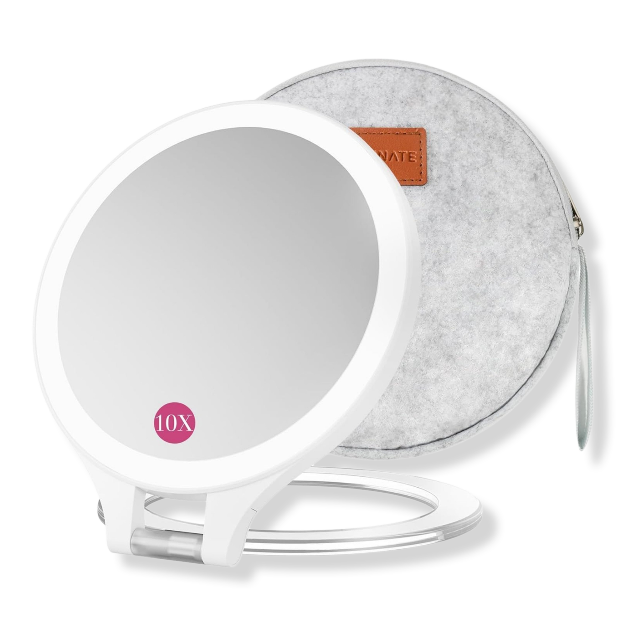 FASCINATE 2-Sided Magnifying Mirror with 3 Color Lights and Travel Bag #1