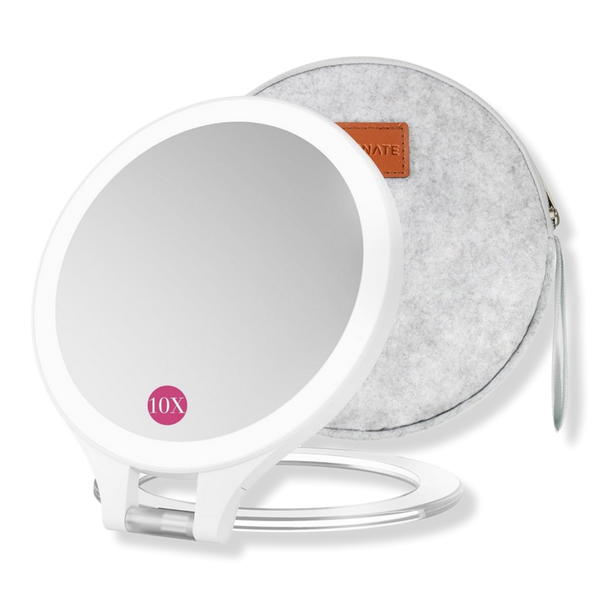 FASCINATE 2-Sided Magnifying Mirror with 3 Color Lights and Travel Bag #1