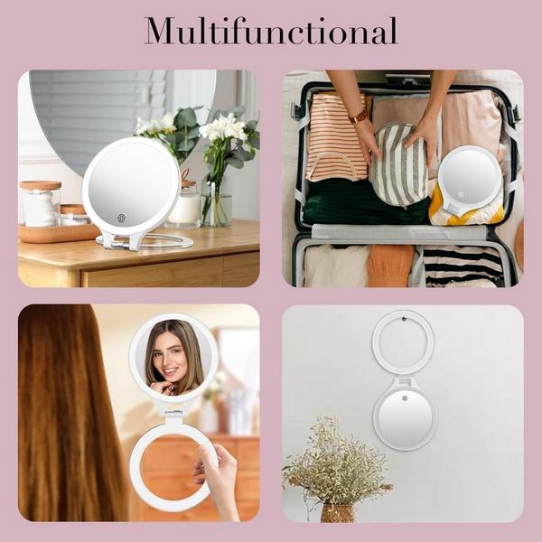 FASCINATE 2-Sided Magnifying Mirror with 3 Color Lights and Travel Bag #5