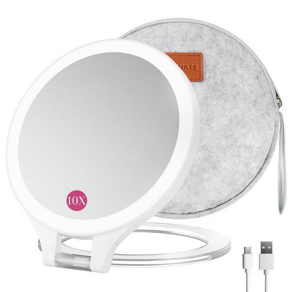 FASCINATE 2-Sided Magnifying Mirror with 3 Color Lights and Travel Bag #7