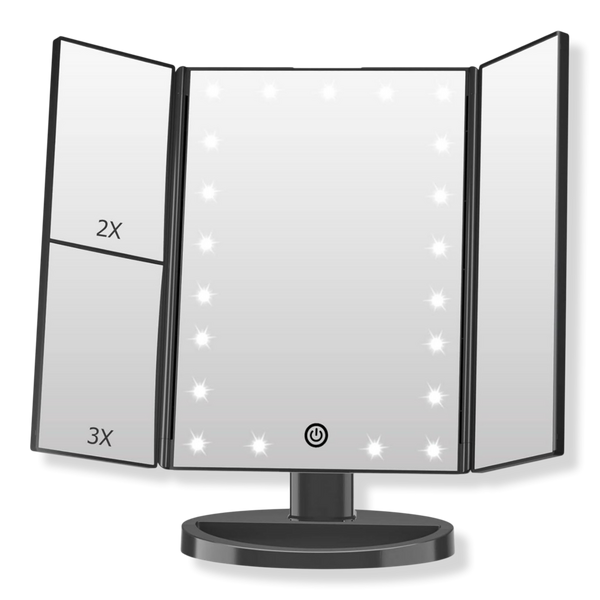 FASCINATE Trifold LED Makeup Mirror with Touch Dimmable Lighting & Multi-Magnification #1