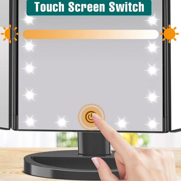 FASCINATE Trifold LED Makeup Mirror with Touch Dimmable Lighting & Multi-Magnification #2