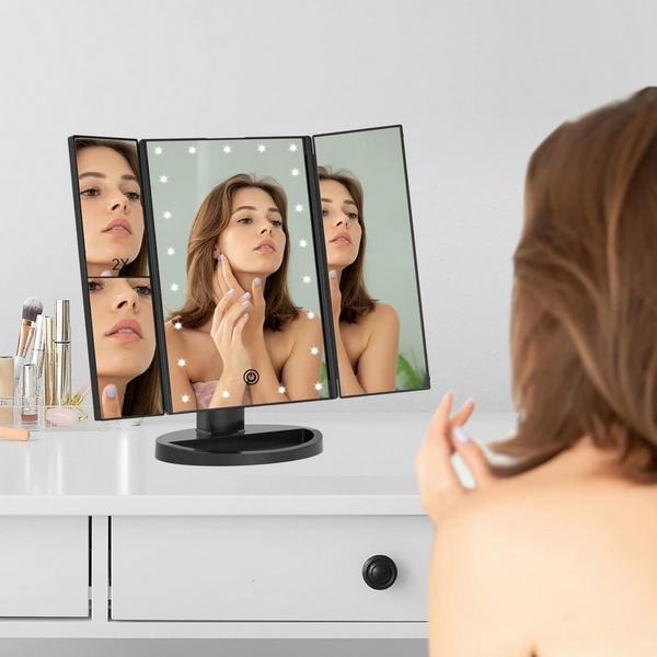 FASCINATE Trifold LED Makeup Mirror with Touch Dimmable Lighting & Multi-Magnification #5